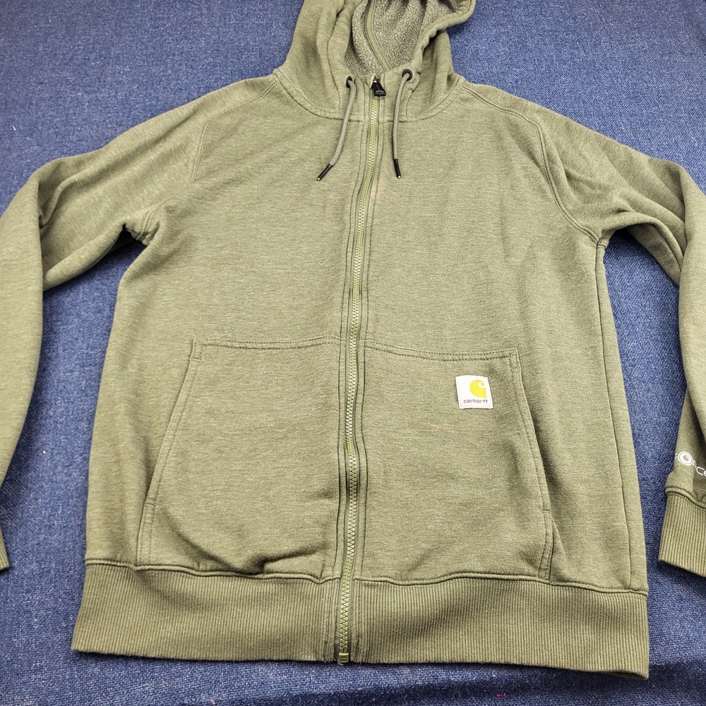 Carhartt Force Relaxed Fit Full Zip Hoodie Mens Small Olive Green Sweatshirt